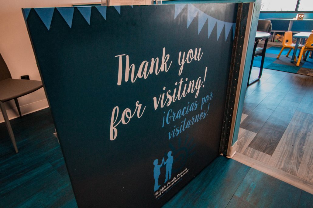 Thank-you sign at the center