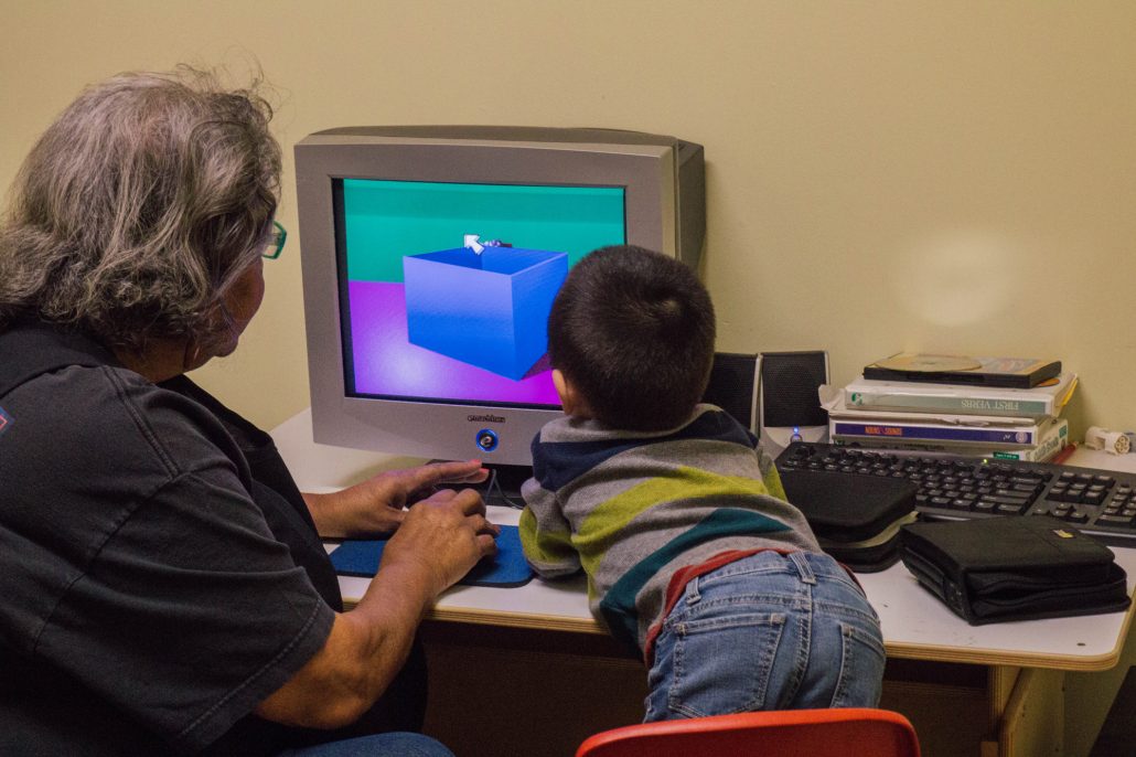 Adult and child using a computer