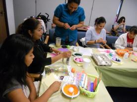 People working together at an activity table